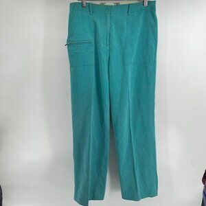 𝅺kara casual 100% silk trouser pants teal blue green office  career night out M